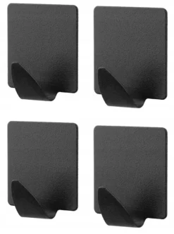 Självhäftande klädkrokar fyrkantiga NIKO 4 st svarta