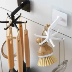 Självhäftande Krok Hållare för Köksredskap Svart