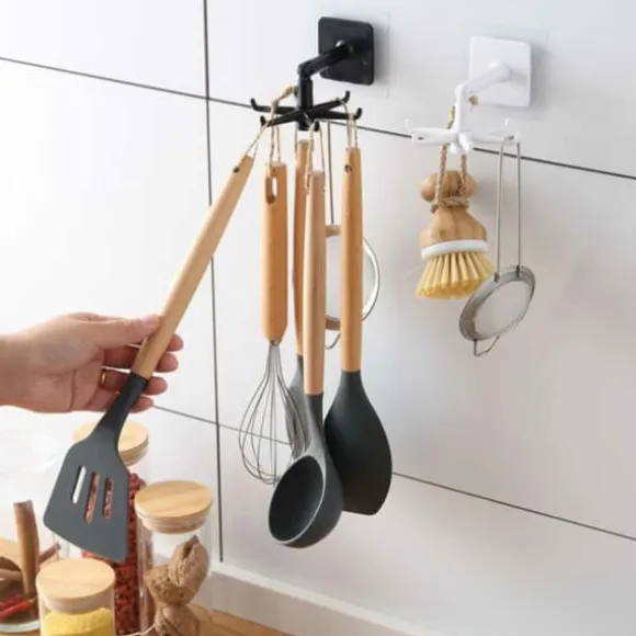 Självhäftande Krok Hållare för Köksredskap Vit