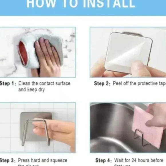 Självhäftande Krok Hållare för Disksvamp Rostfritt Stål Svart