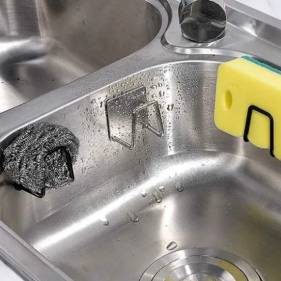 Självhäftande Krok Hållare för Disksvamp Rostfritt Stål Svart