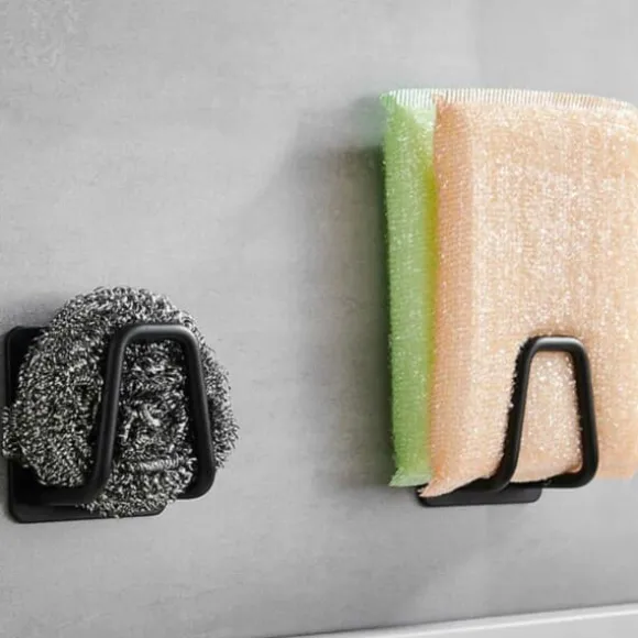 Självhäftande Krok Hållare för Disksvamp Rostfritt Stål Svart