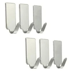Självhäftande krokar i rostfritt stål - 6-pack