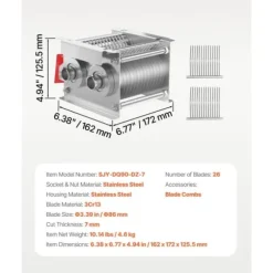 SJY-DQ90 Köttskärmaskinblad, 7 mm, Rostfritt Stål, Idealisk för Köttslider