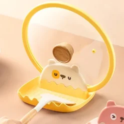 Skedstöd med lockhållare Förtjocka Förhindrar deformation Grytlock Kuggstöd för Hushållskök Gul