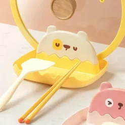 Skedstöd med lockhållare Förtjocka Förhindrar deformation Grytlock Kuggstöd för Hushållskök Gul