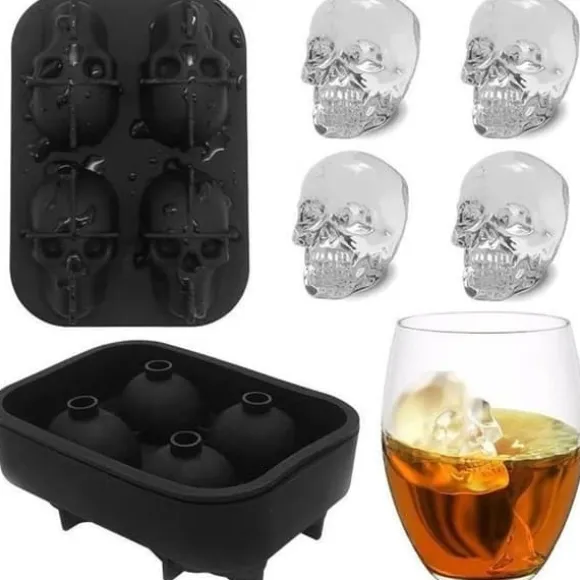 Skeleton Skull Silikon iskubbricka med lock BPA-fri mögelmaskin Chokladgodis Halloween Deco