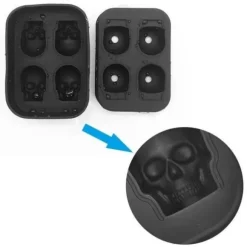 Skeleton Skull Silikon iskubbricka med lock BPA-fri mögelmaskin Chokladgodis Halloween Deco