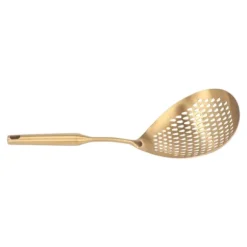 Skimmer Ladle 304 Rostfritt Stål Livsmedelskvalitet Långt Handtag Stort Flöde Skimmersked för Kök Guld