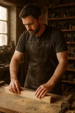 SKINNFÖRKLÄDE GRILL / BBQ / BARISTA / KOCK / FRISÖR FÖRKLÄDE BRUN DISTRESSED APRON