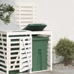 Skjulförlängning för sopkärl - Vit massiv furu | Färg: Vit | Storlek: Anpassningsbar