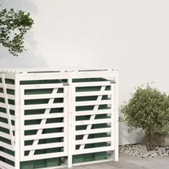 Skjulförlängning för sopkärl - Vit massiv furu | Färg: Vit | Storlek: Anpassningsbar