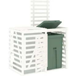 Skjulförlängning för sopkärl - Vit massiv furu | Färg: Vit | Storlek: Anpassningsbar