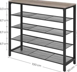 Skohylla - Skoförvaring med 4 hyllor Industriell Design 100 x 30 x 92,5 cm