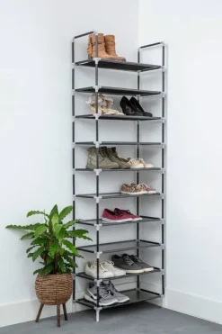 Skohylla för 20 par - Svart - 10 våningar