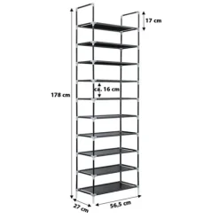 Skohylla för 20 par - Svart - 10 våningar