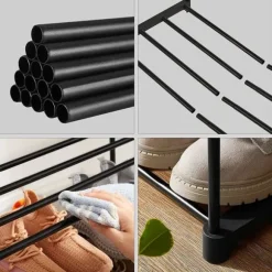 Skohylla med 3 hyllor, Skoförvaringsorgan i metall