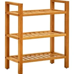 Skohylla med 3 hyllor 50x27x60 cm massiv ek