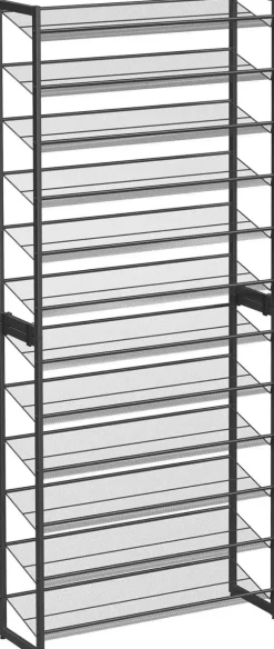 Skohylla 12-vånings Skoförvaring i metall nätthyllot - uppsättning av 2 stapelbar 6-lagers skohyllor