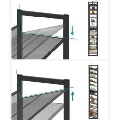 Skohylla, 92.5x30.7x223 cm, Svart