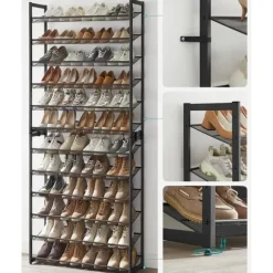 Skohylla, 92.5x30.7x223 cm, Svart