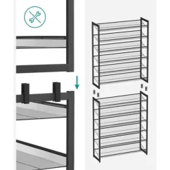 Skohylla, 92.5x30.7x223 cm, Svart