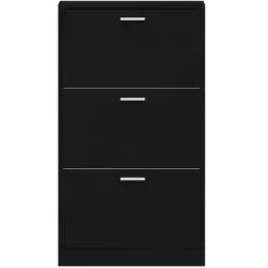 Skoskåp i konstruerat trä - Modern förvaring | Färg: Svart | Storlek: 59x17x108 cm