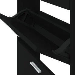 Skoskåp i konstruerat trä - Modern förvaring | Färg: Svart | Storlek: 59x17x108 cm