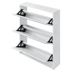 Skoskåp med 3 lådor och spegel plats för 9 par skor vit [en.casa]