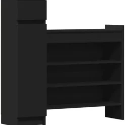 Skoskåp svart 100,5x28x100 cm konstruerat trä