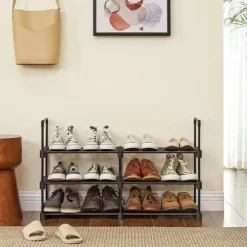 Skoställ Anpassningsbar Design Skoarrangör 45 x 30 x 106 cm 6-våning svart