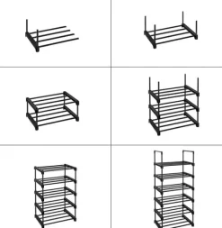 Skoställ Anpassningsbar Design Skoarrangör 45 x 30 x 106 cm 6-våning svart