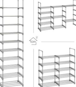 Skoställ flexibla hyllor design 10-våningar 45 x 30 x 174 cm