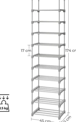 Skoställ flexibla hyllor design 10-våningar 45 x 30 x 174 cm