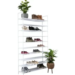 Skoställ för 50 par - Vit - 10 våningar