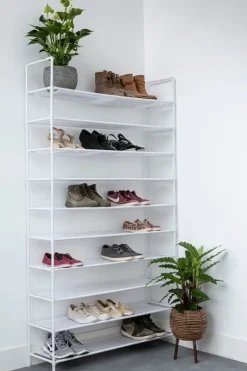 Skoställ för 50 par - Vit - 10 våningar