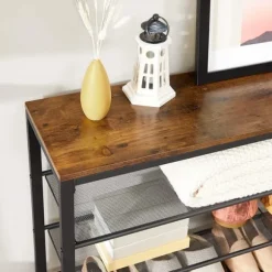 Skoställ med 5 Hyllor - Skohylla industriell Design 100 x 30 x 110 cm vintage brun-svart