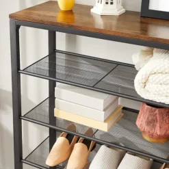 Skoställ med 5 Hyllor - Skohylla industriell Design 100 x 30 x 110 cm vintage brun-svart