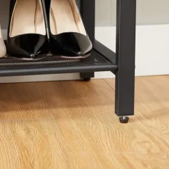 Skoställ med 5 Hyllor - Skohylla industriell Design 100 x 30 x 110 cm vintage brun-svart