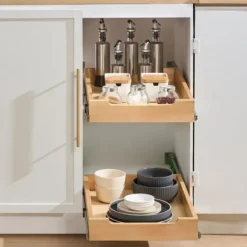 Skåpsorganisatör, Utdragbar trälåda, 35,6x53,3 cm, Förvaring