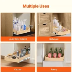 Skåpsorganisatör, Utdragbar trälåda, 35,6x53,3 cm, Förvaring