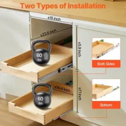 Skåpsorganisatör, Utdragbar trälåda, 35,6x53,3 cm, Förvaring