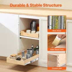 Skåpsorganisatör, Utdragbar trälåda, 35,6x53,3 cm, Förvaring