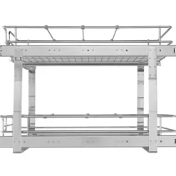 Skåpsorganisatör, 2-vånings utdragbar låda, 39,4x57,2x45,7 cm, Silver, Stål