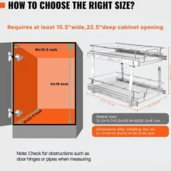 Skåpsorganisatör, 2-vånings utdragbar låda, 39,4x57,2x45,7 cm, Silver, Stål