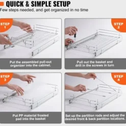 Skåpsorganisatör, 34x56,3x18,5 cm, Silver, Förvaring i stål
