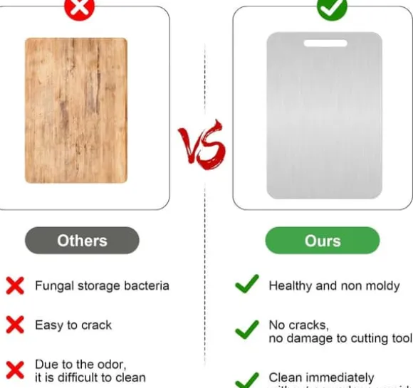 Skärbräda - dubbelsidig i Rostfritt Stål och Titan, 34x23 cm, BPA-Fri för Kök