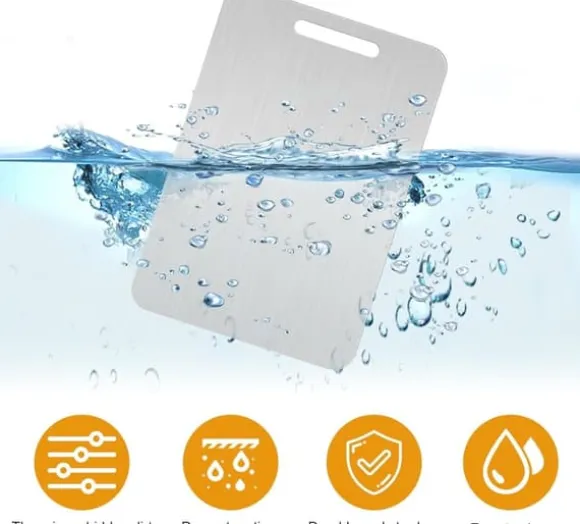 Skärbräda - dubbelsidig i Rostfritt Stål och Titan, 34x23 cm, BPA-Fri för Kök