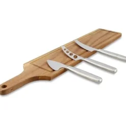 Skärbräda - MENASTYL - 5040079 - Rektangulär - Akaciaträ - Med 3 ostknivar i rostfritt stål