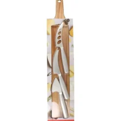 Skärbräda - MENASTYL - 5040079 - Rektangulär - Akaciaträ - Med 3 ostknivar i rostfritt stål